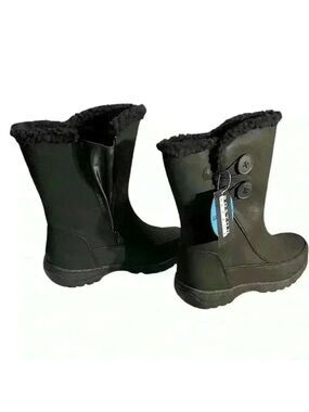 Boston Accents Claire Waterproof Therma Lite Black Faux Short Boots   NWT
